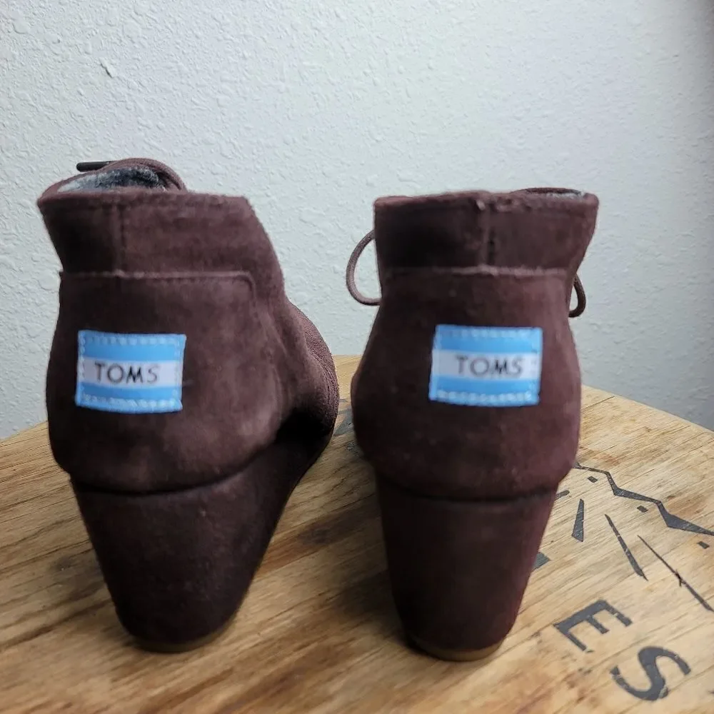 Toms suede desert wedge ankle booties chocolate